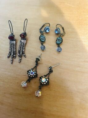 Source Unknown Multicolor Aurora Crystal Drop Earrings Trio Set